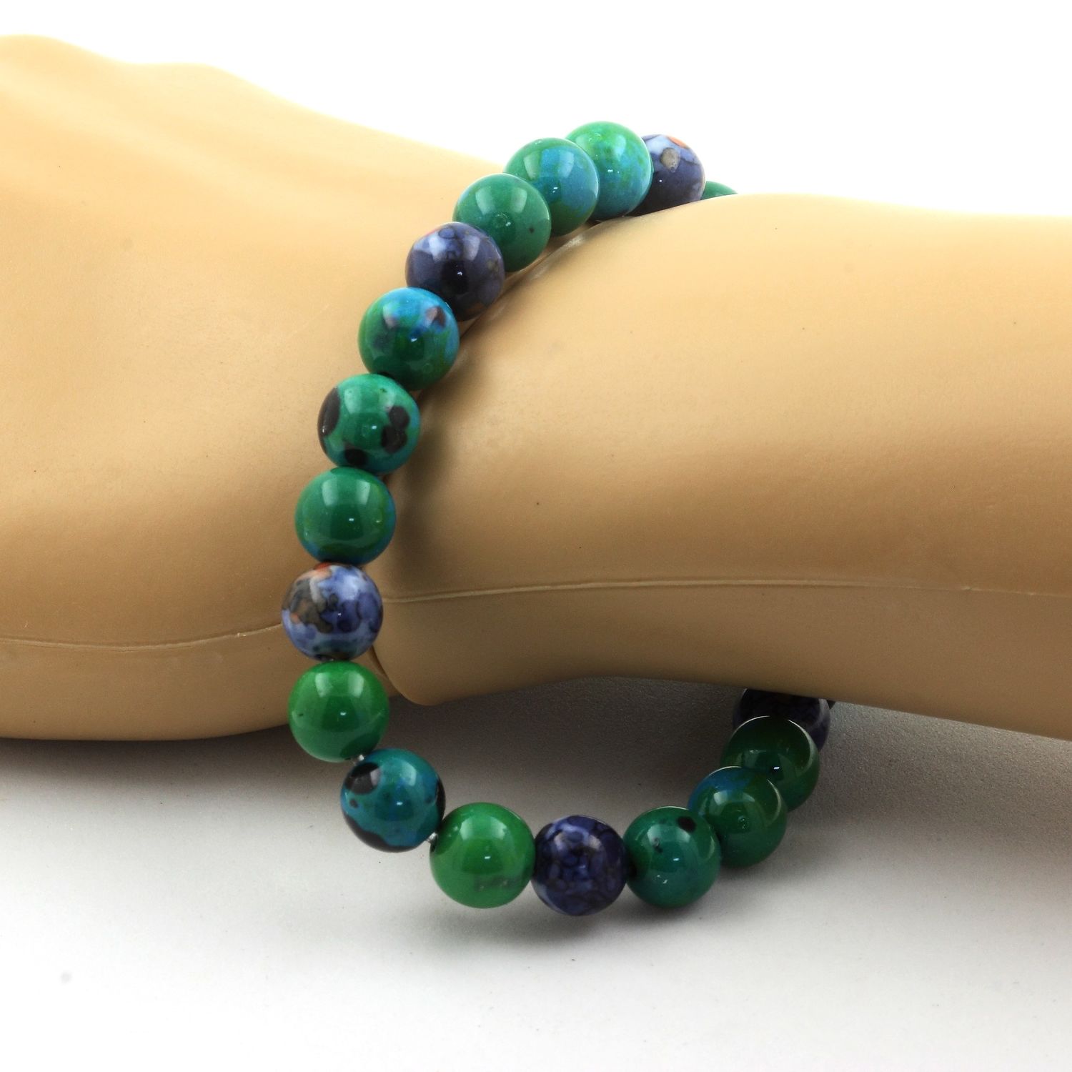 Chrysocolla + Blue Jasper Bracelet 8 mm Beads.