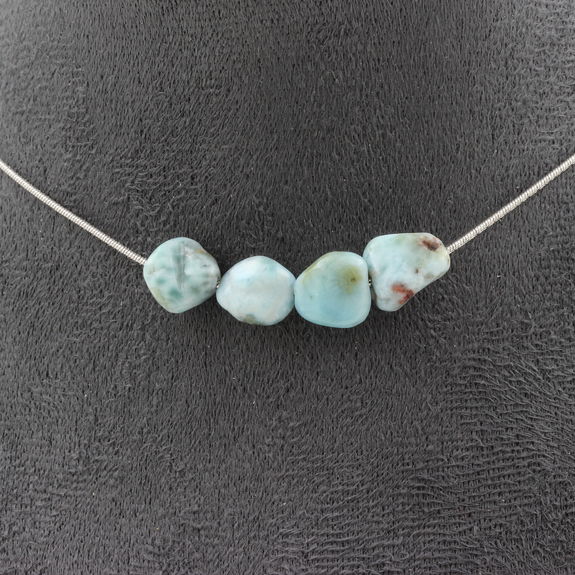 Larimar from the Dominican Republic 4 beads necklace.