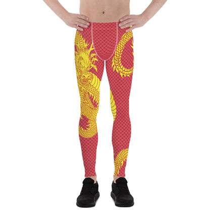 Yellow Dragon Red Leggings for Men