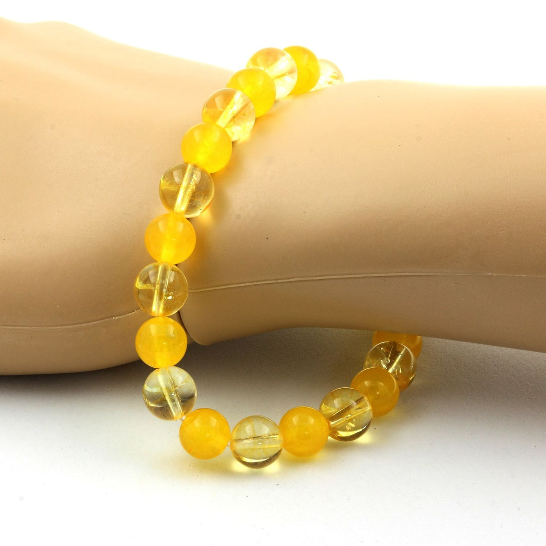 Citrine + Yellow Agate Bracelet 8 mm Beads.