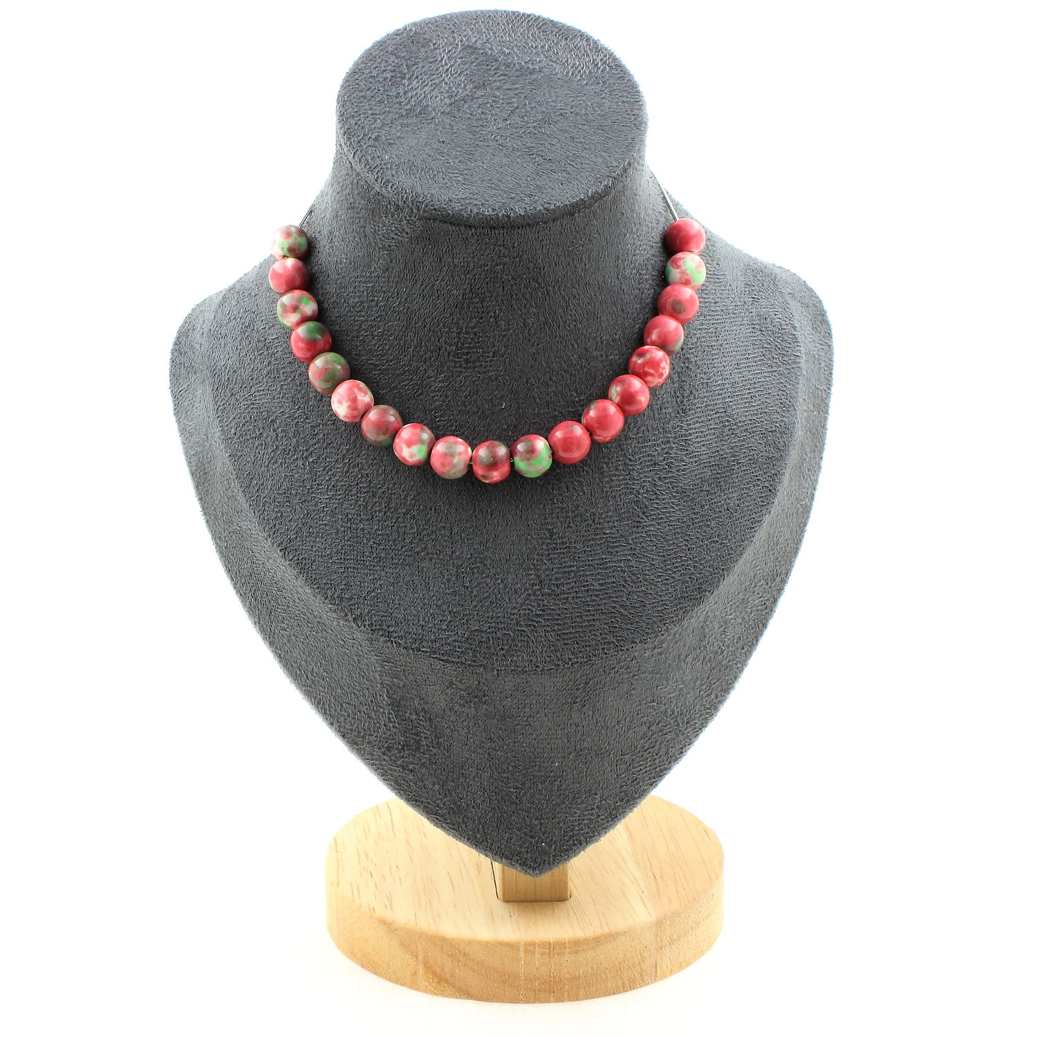 Red green Jasper 8 mm 20 beads necklace