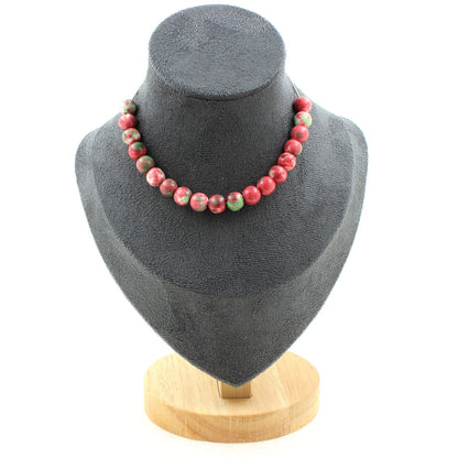 Red green Jasper 8 mm 20 beads necklace