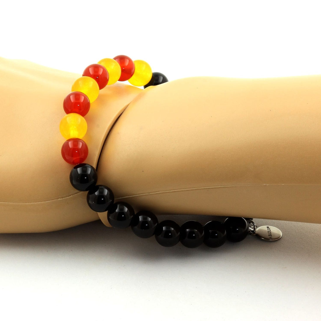 Agate + Yellow Agate + Red Agate Bracelet 8 mm Beads.