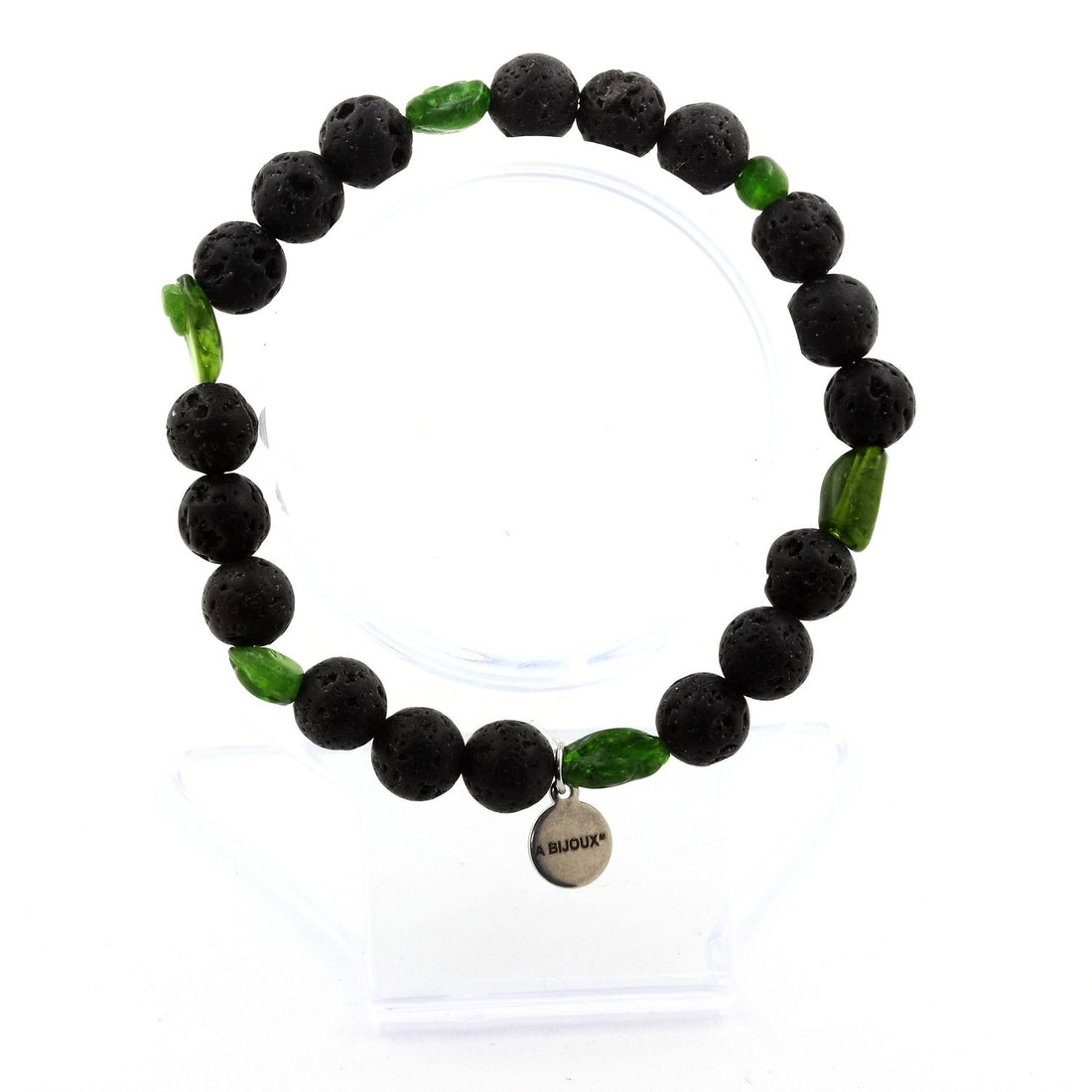 Diopside from Brazil + Lava Bracelet 8 mm Beads.