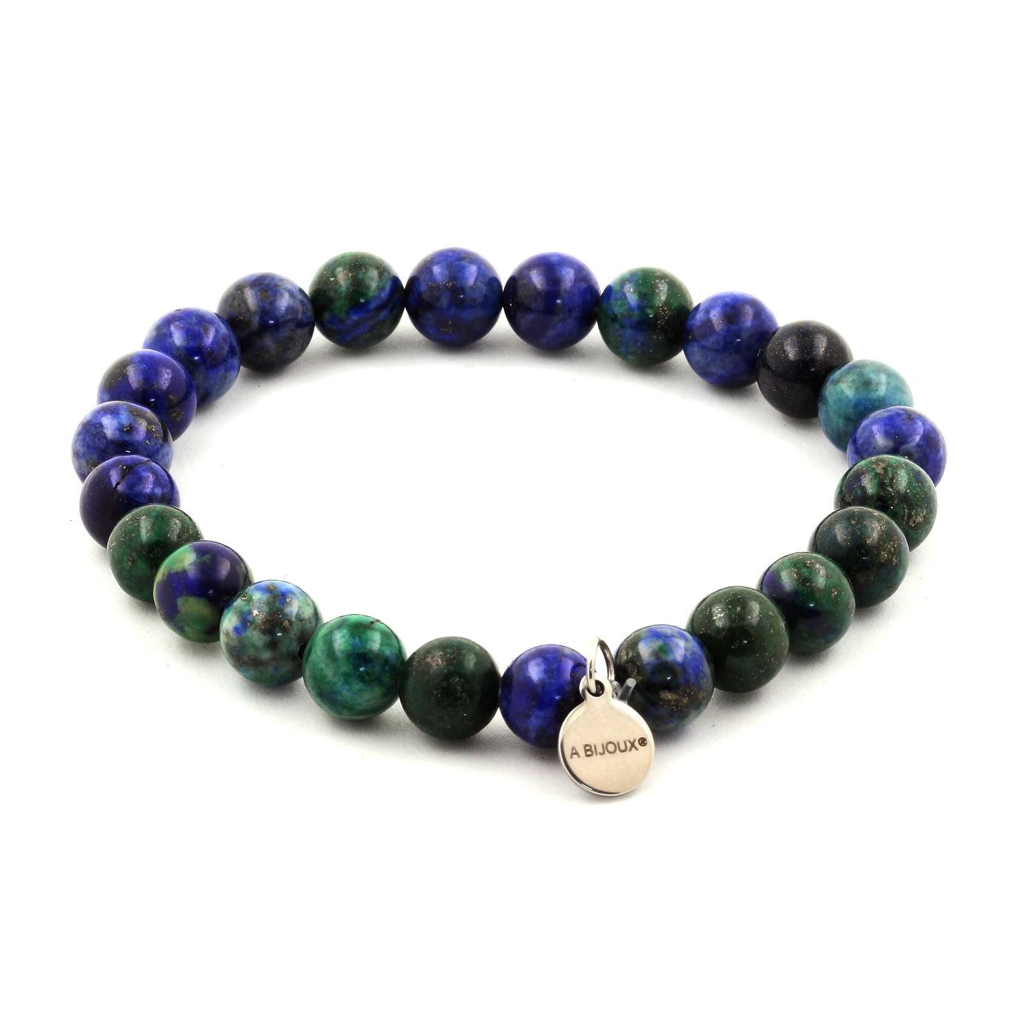 Azurite Chrysocolla Bracelet 8 mm Beads.