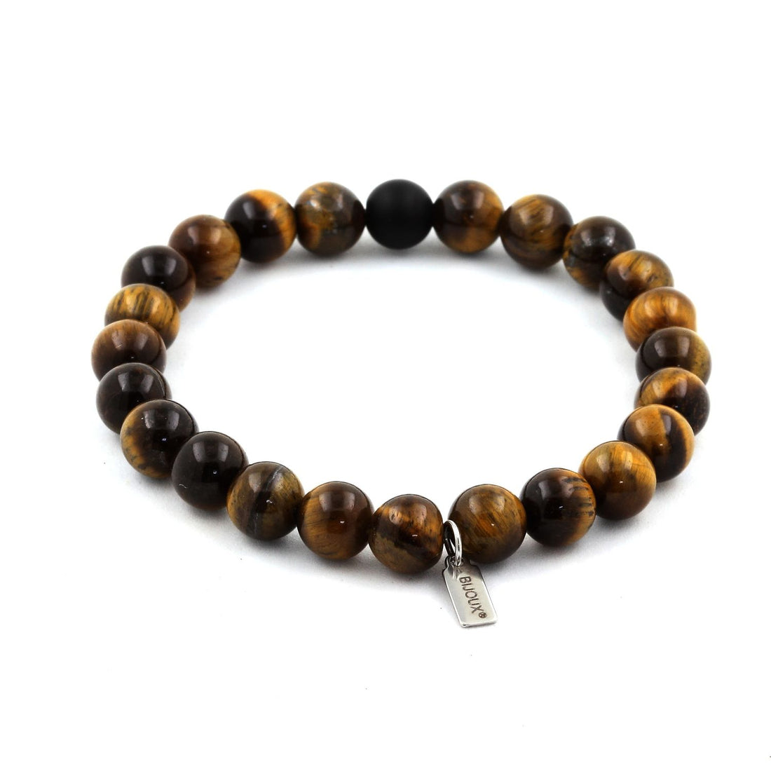 Tiger Eye + Matte Black Onyx Bracelet 8 mm Beads.