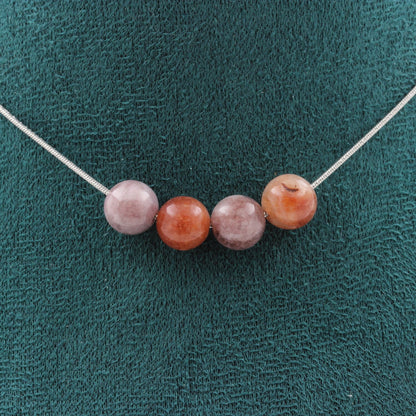 Sunstone 8 mm 4 beads necklace.