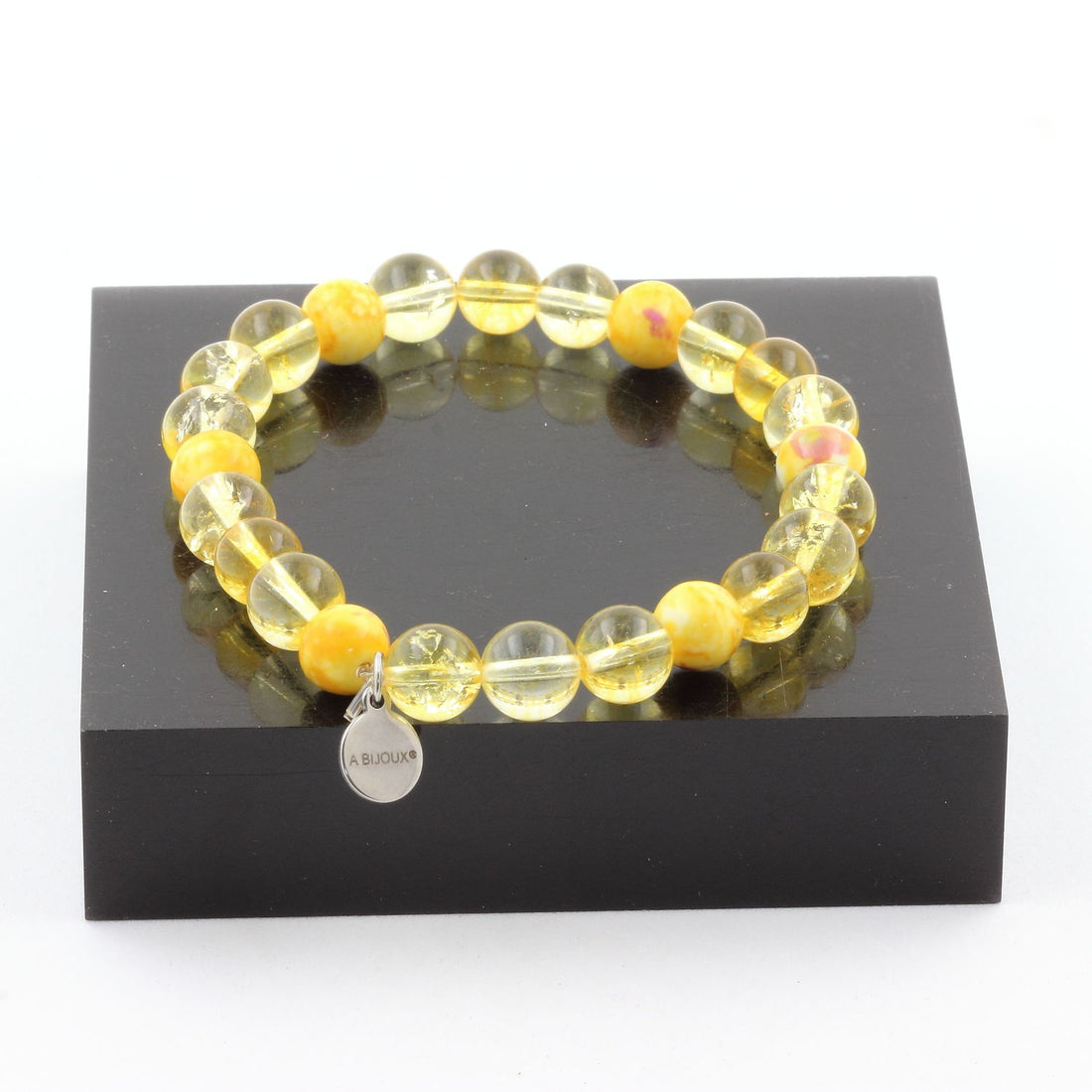 Citrine + Purple Yellow Jasper Bracelet 8 mm Beads.