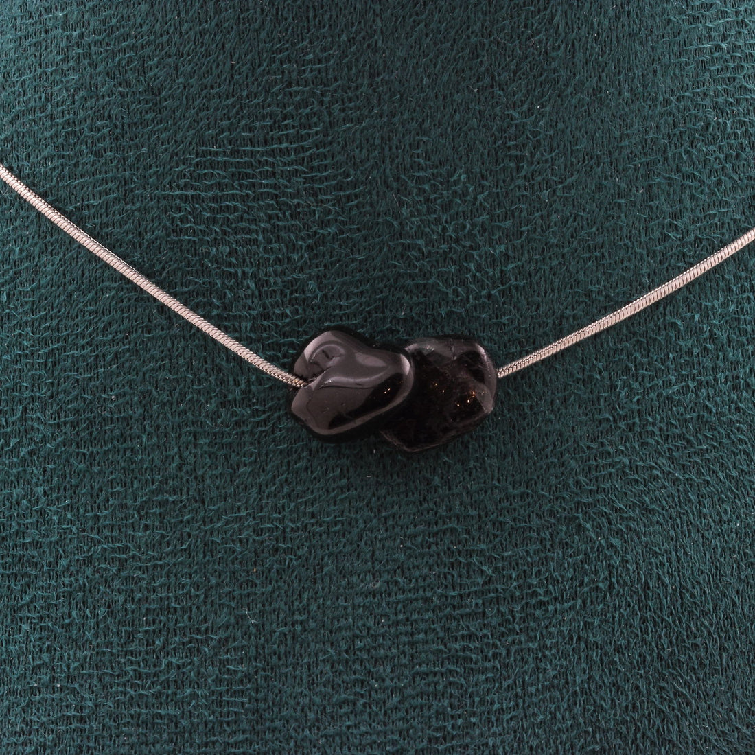 Schorl Tourmaline from Brazil 2 beads necklace