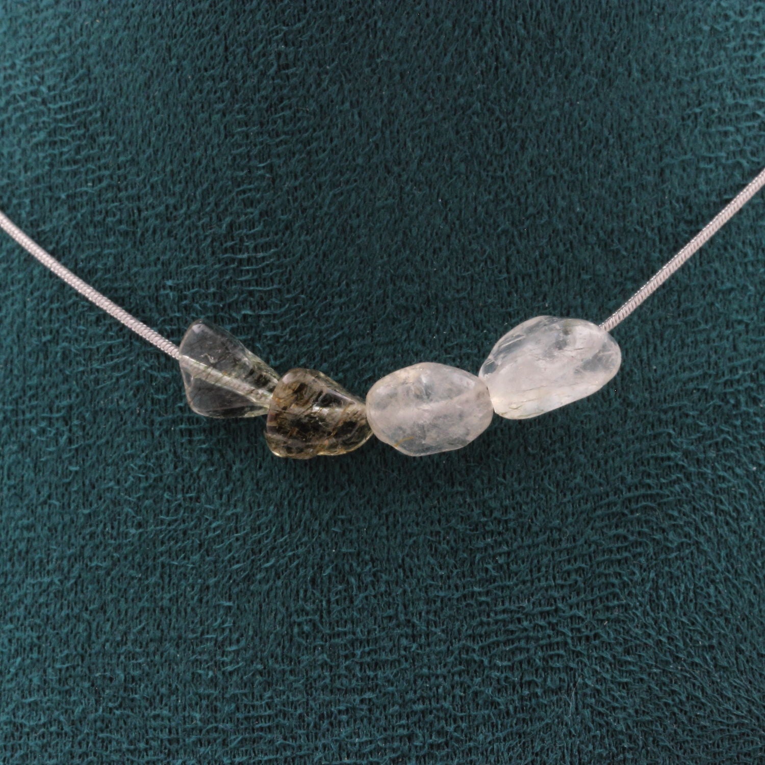 Rutilated Tourmaline Quartz from Brazil 4 beads necklace