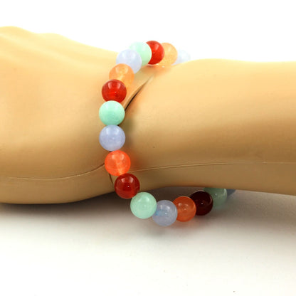 Amazonite + Orange Chalcedony + Aquamarine + Red Agate Bracelet