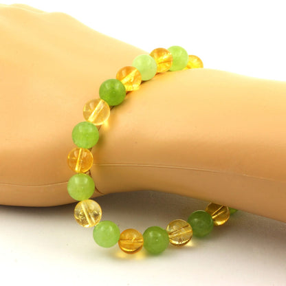 Citrine + Peridot Bracelet 8 mm Beads.