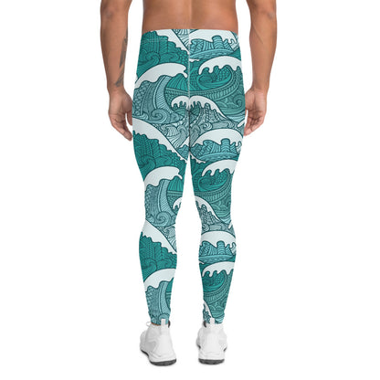 Ocean Wave Swirls Leggings for Men