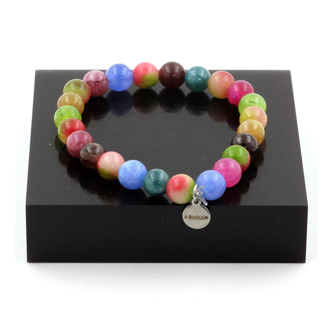 Multicolor Tourmaline + Watermelon Tourmaline Bracelet 8 mm Beads.