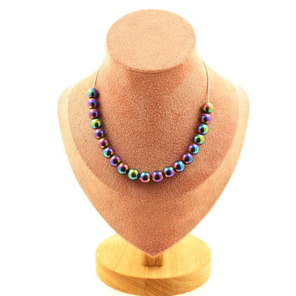 Multicolored hematite 8 mm 20 beads necklace