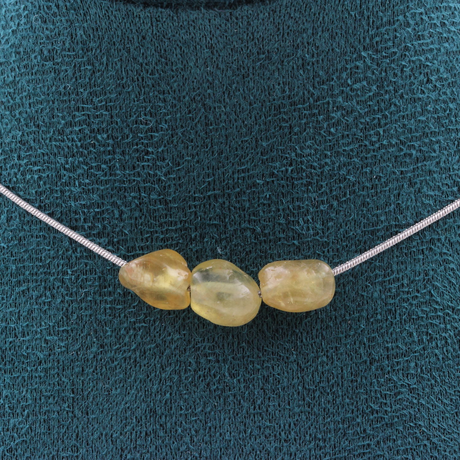 Yellow Apatite from Madagascar 3 beads necklace