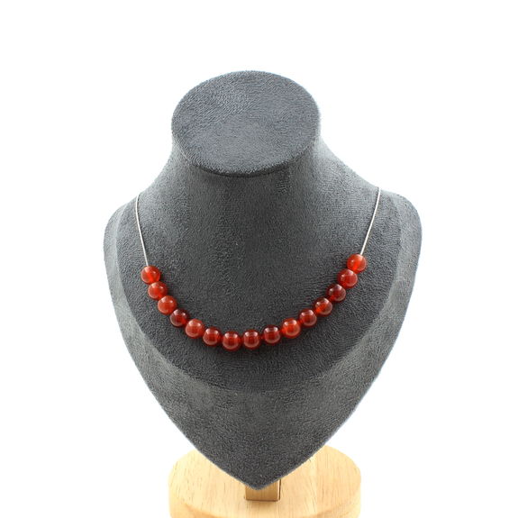 Red Agate 15 beads necklace 8 mm.