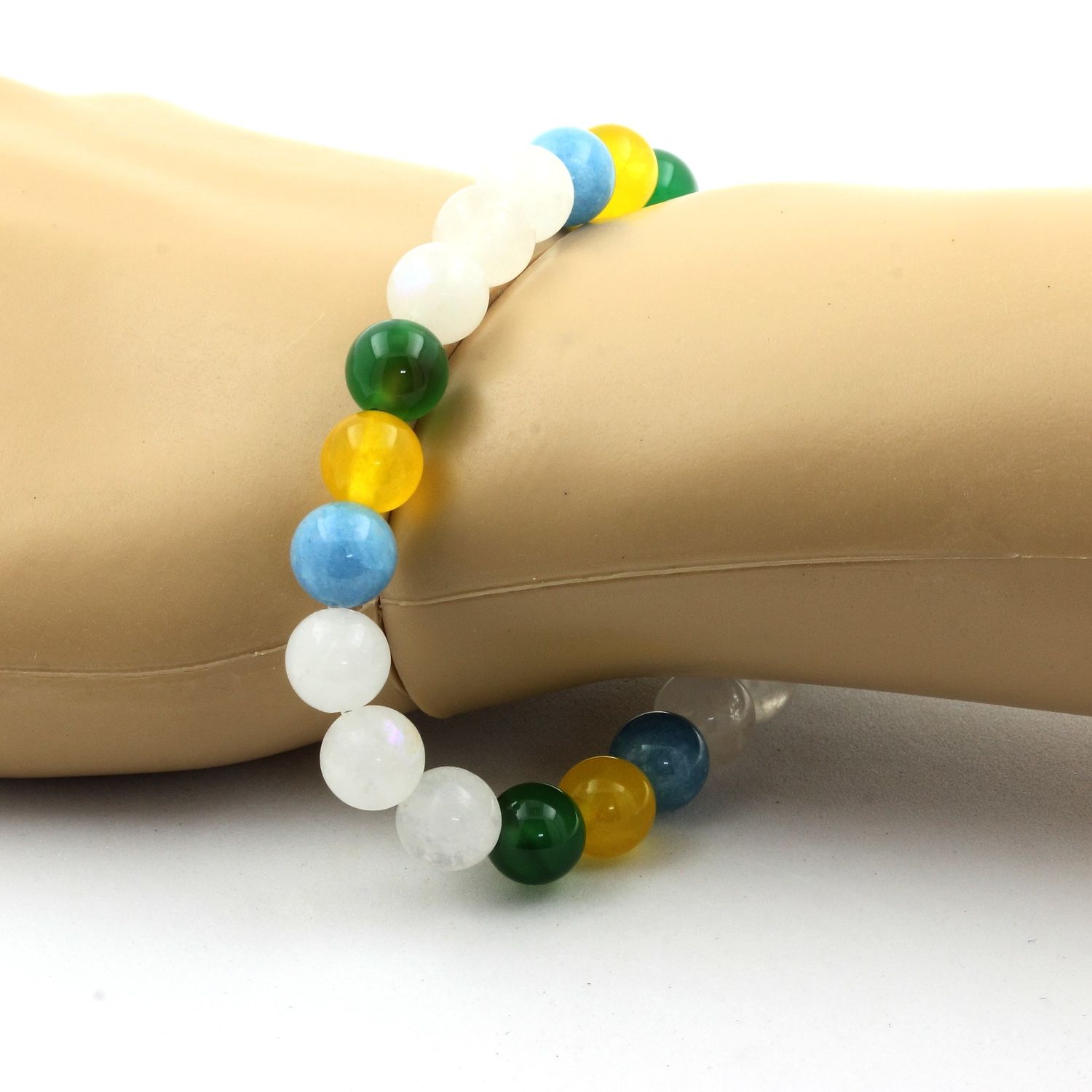 Moonstone + Yellow Agate + Green Agate + Blue Chalcedony Bracelet