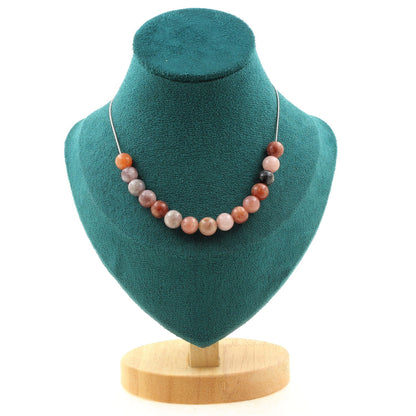 Sunstone 8 mm 15 beads necklace.