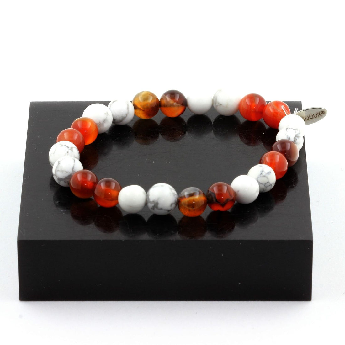 Howlite + Banded Agate Bracelet 8 mm.