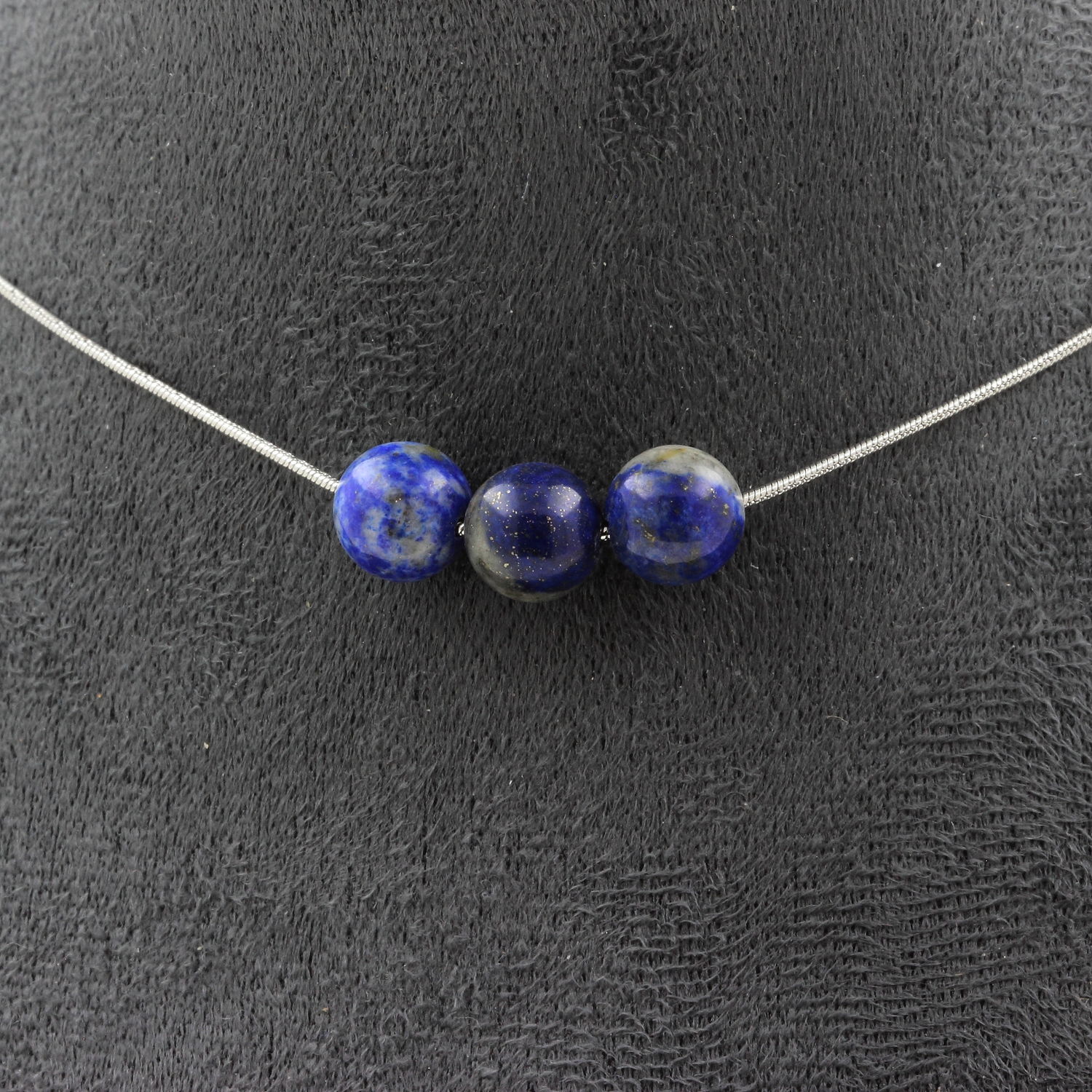 Lapis Lazuli from Pakistan quality 5A 8mm 3 beads necklace.