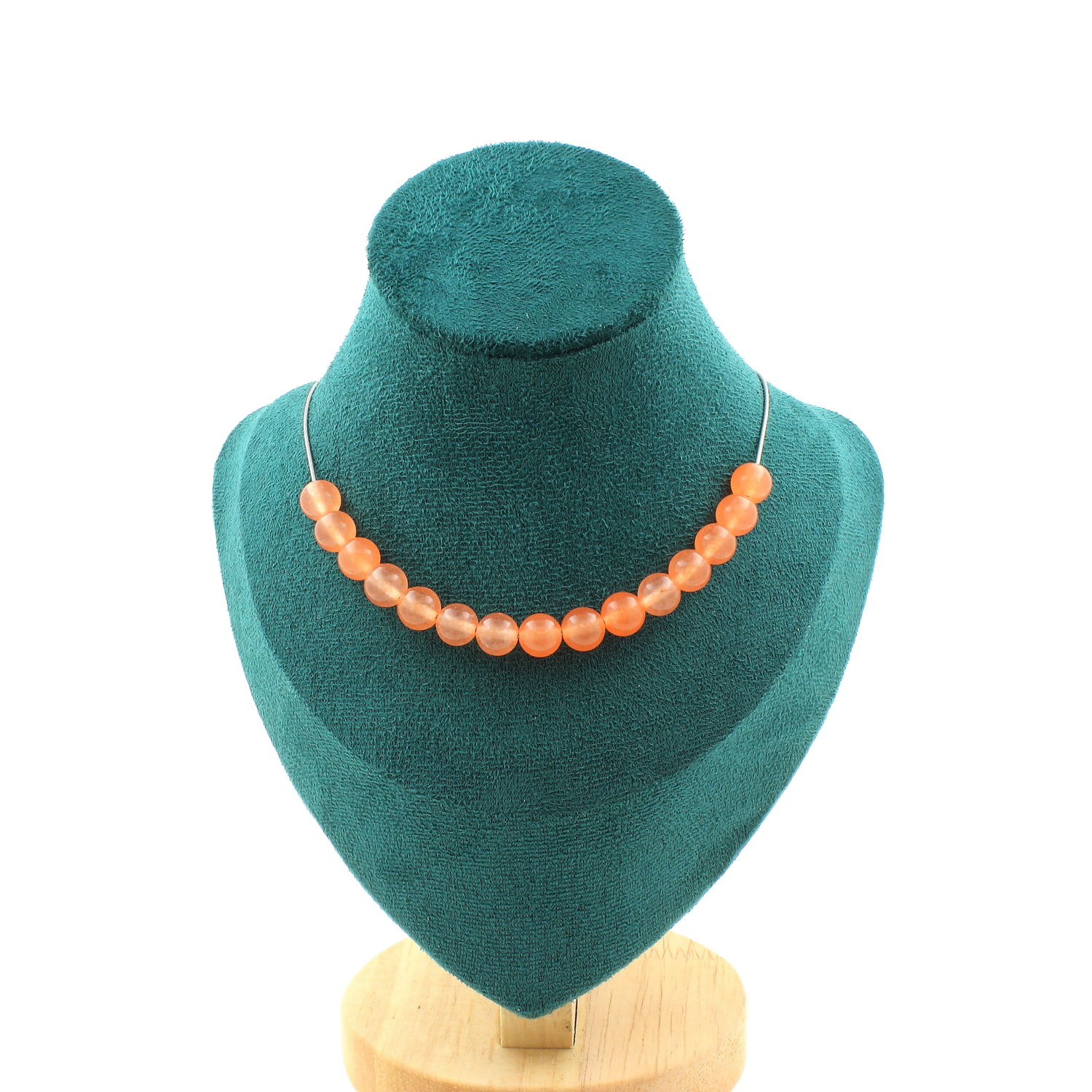 Orange Chalcedony 15 beads 8 mm necklace.