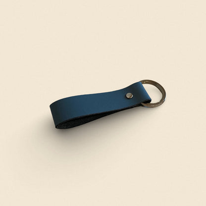 Leather Keychain / Handmade Greyish Blue Key Ring Fashion Accessory