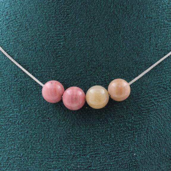 Rhodonite 8 mm 4 beads necklace