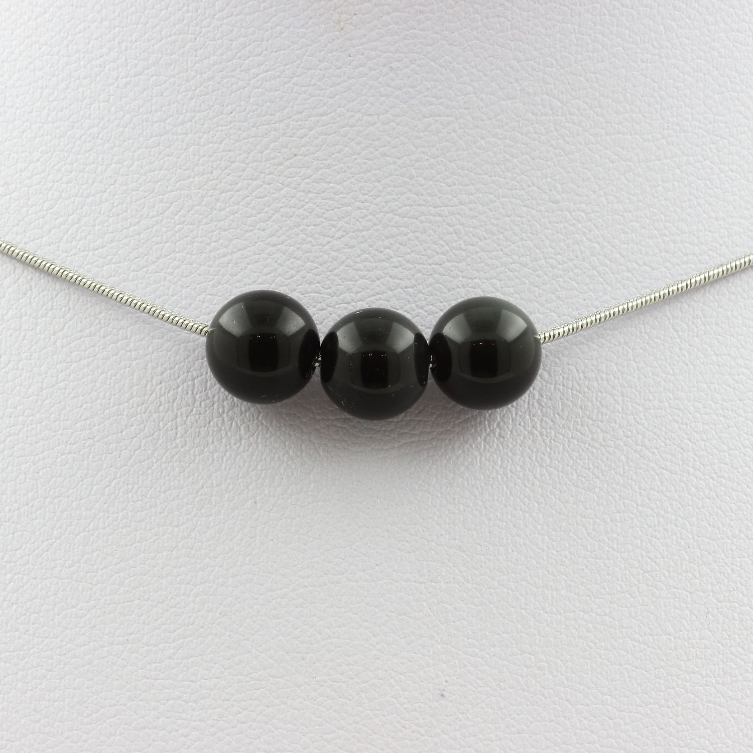 Black obsidian 8 mm 3 beads necklace