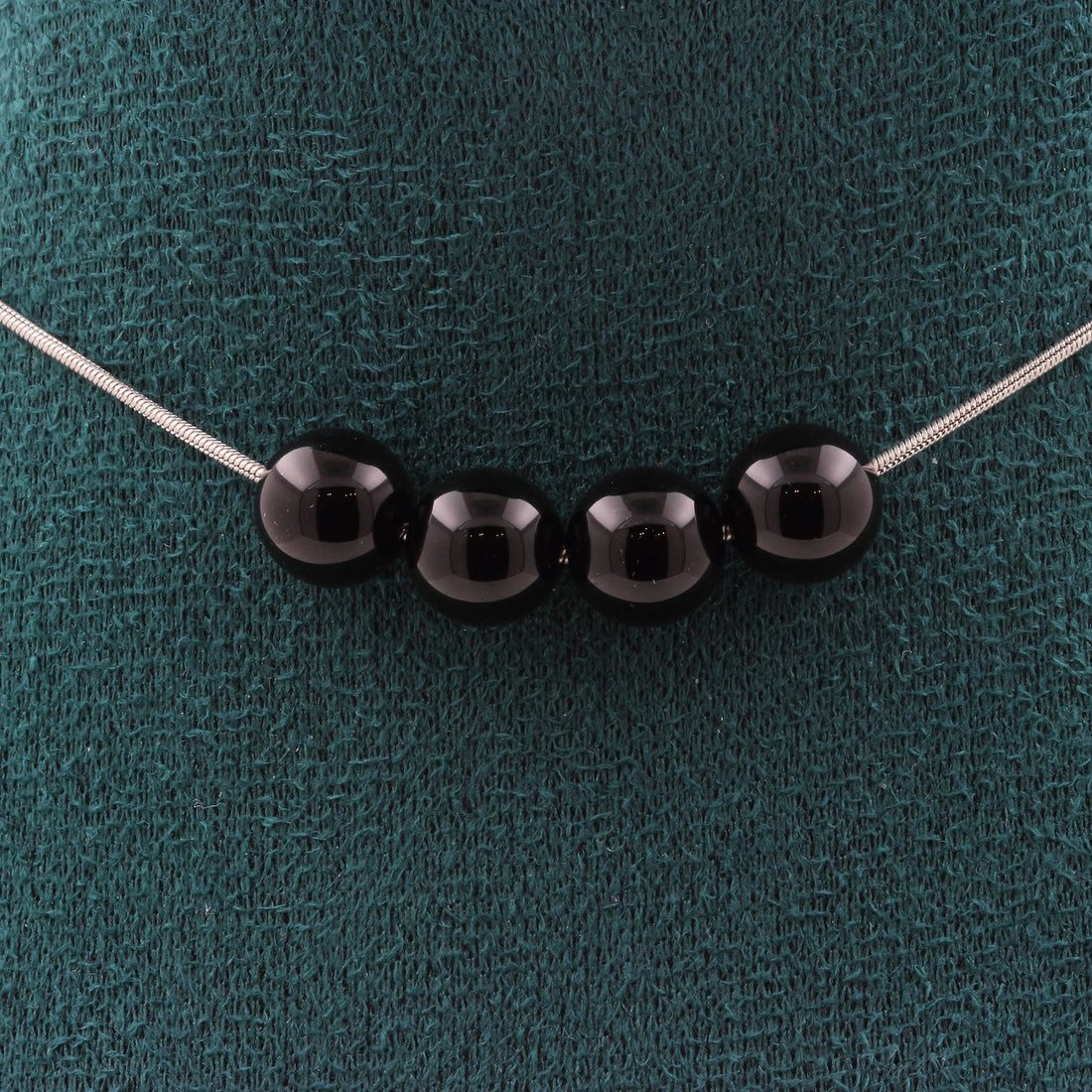 Black Agate 4 beads 8 mm necklace.