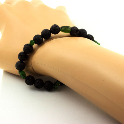 Diopside from Brazil + Lava Bracelet 8 mm Beads.