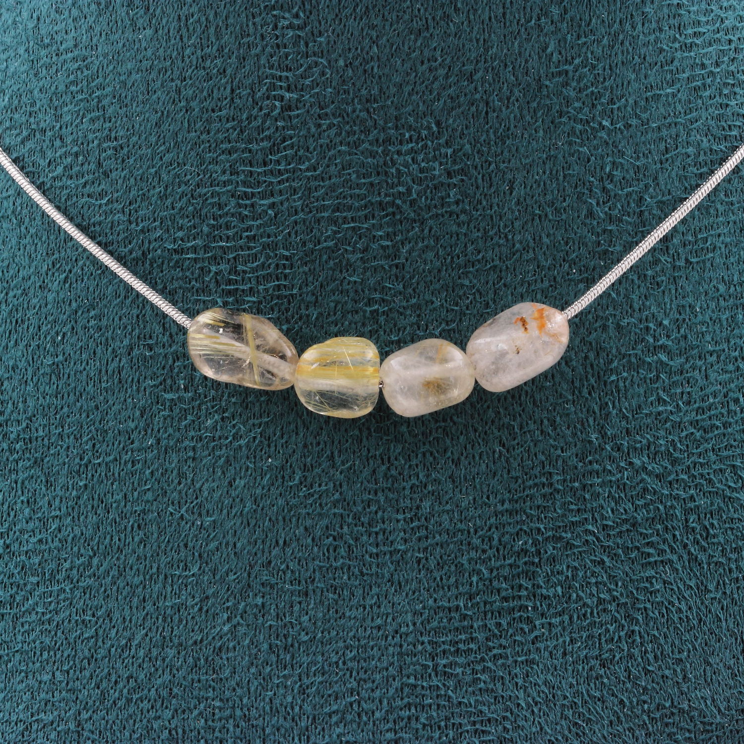 Golden Rutile Quartz from Brazil 4 beads necklace