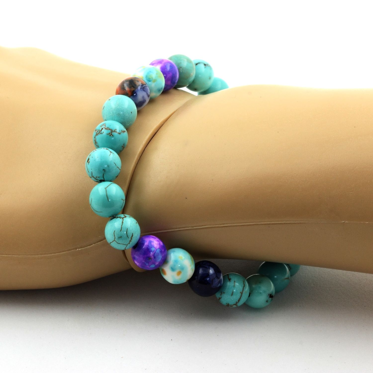 Turquoise + Blue Purple + Blue Jasper + Blue Orange Jasper Bracelet