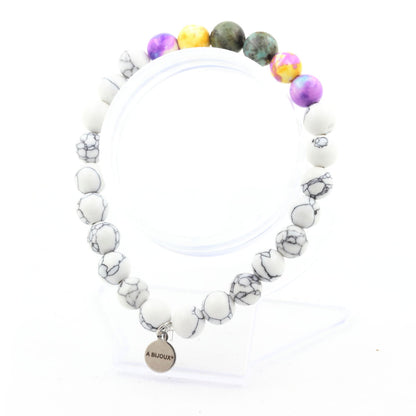 Turquoise + Blue Violet Jasper Violet Yellow Jasper + Howlite Bracelet