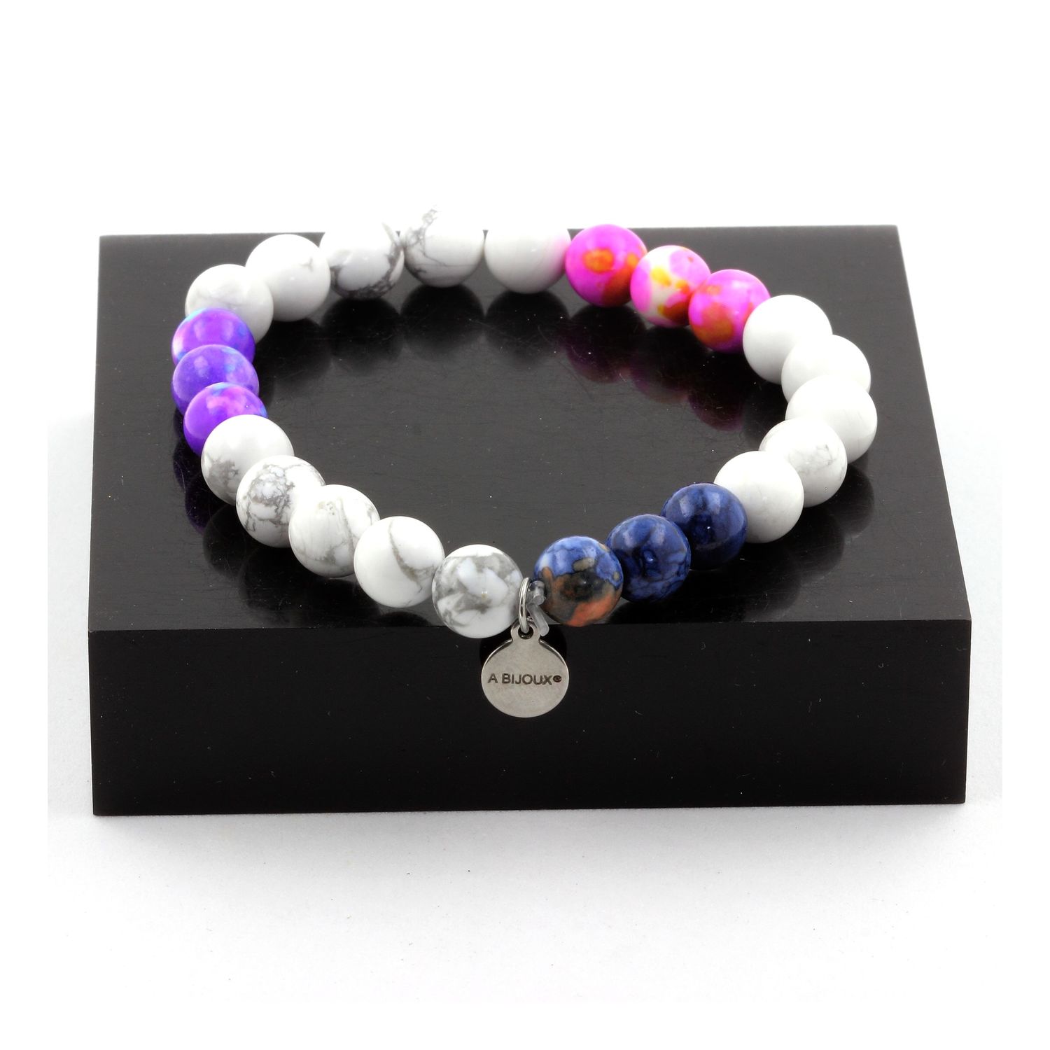 Howlite + Blue Purple + Yellow Pink + Blue Jasper Bracelet