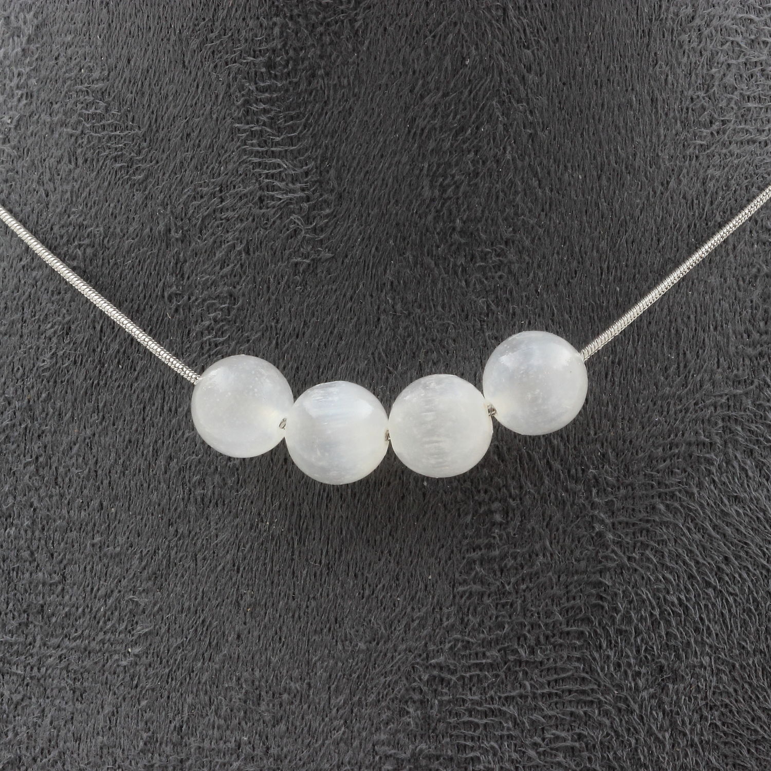 Selenite from Morocco 8 mm 4 beads necklace