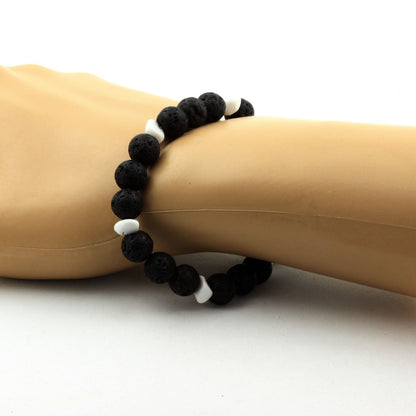 Howlite from USA + Lava 8 mm beads Bracelet.