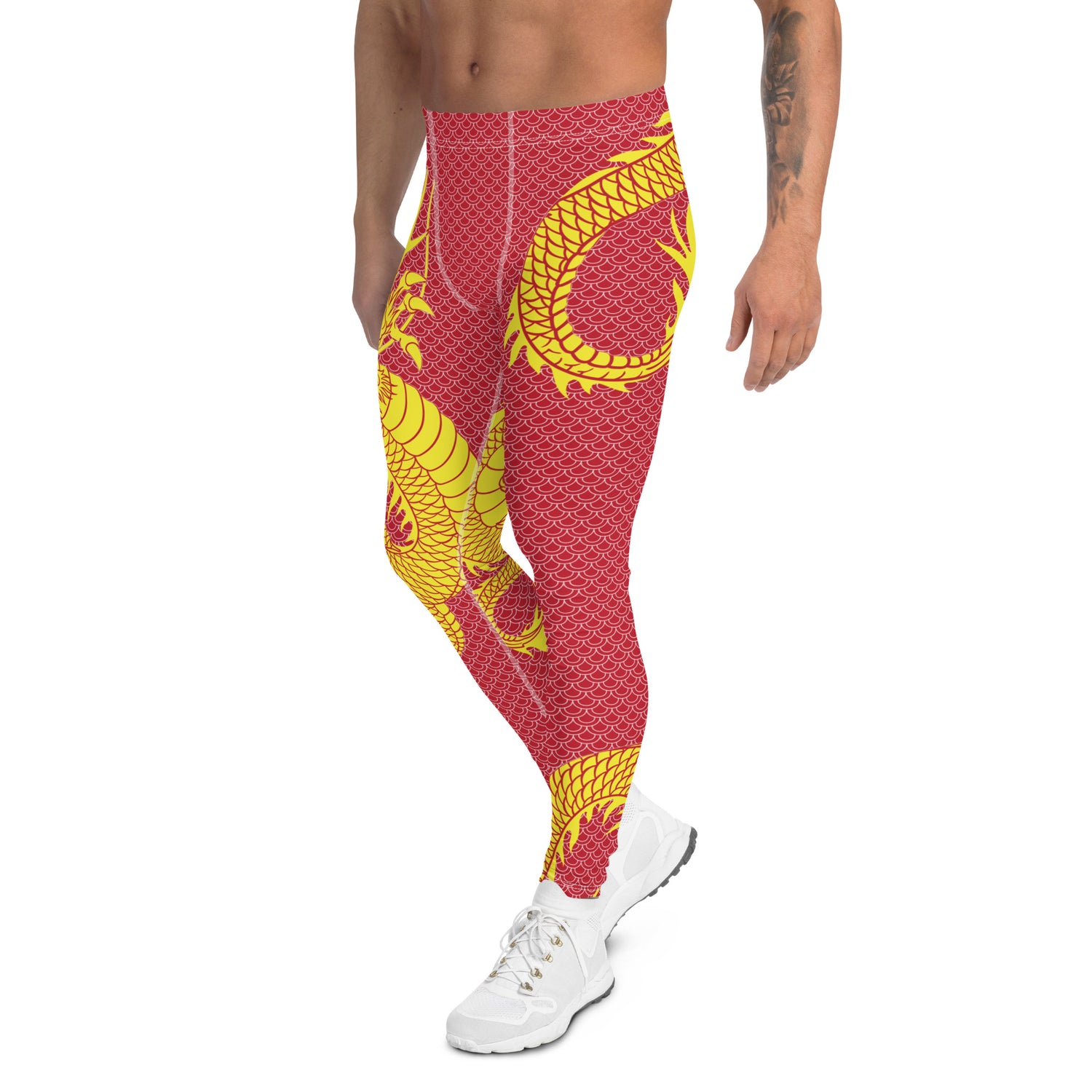 Yellow Dragon Red Leggings for Men