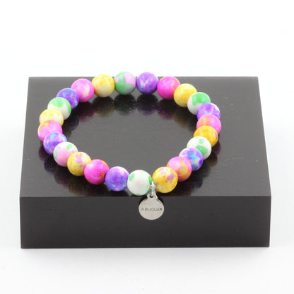 Purple Yellow+Pink Green+Blue Purple+Yellow Pink Jasper Bracelet