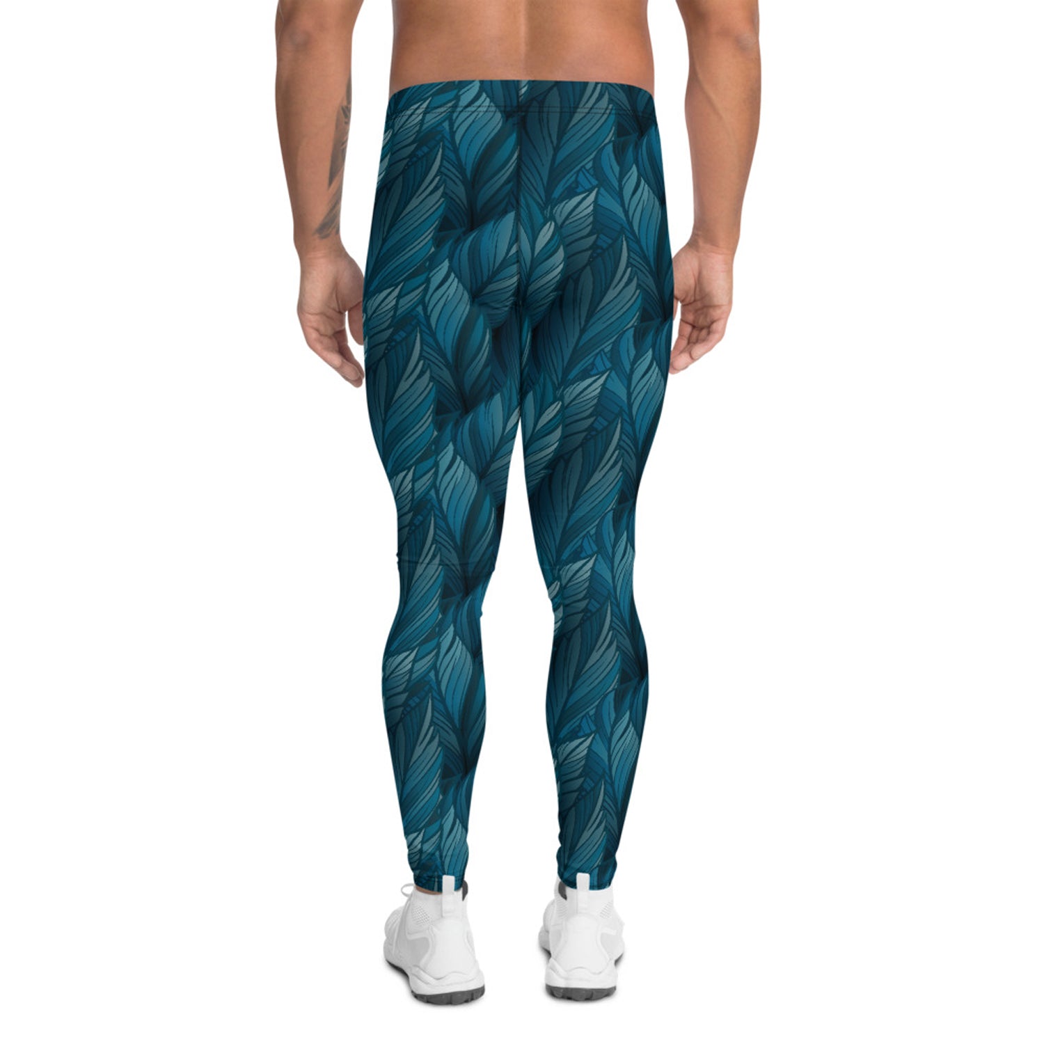 Teal Feather Leggings for Men