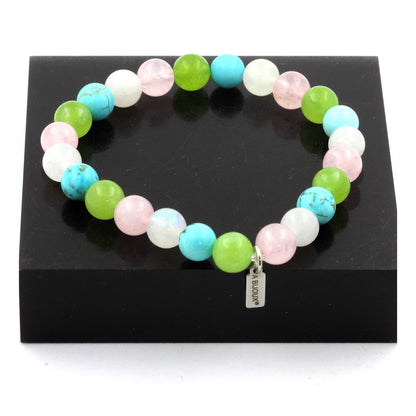 Peridot + Moonstone + Rose Quartz + Turquoise Bracelet 8 mm Beads.