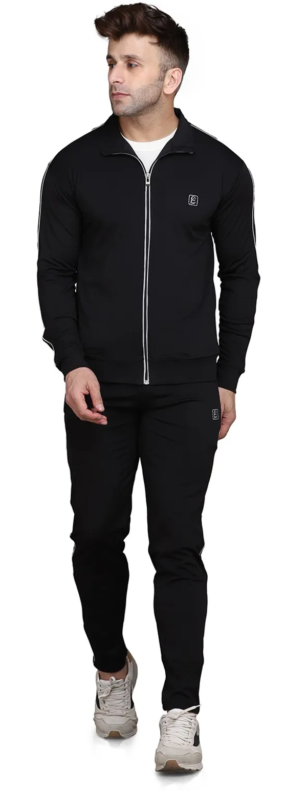 Black Polyester Blend Track suit for Men (Size-XL)