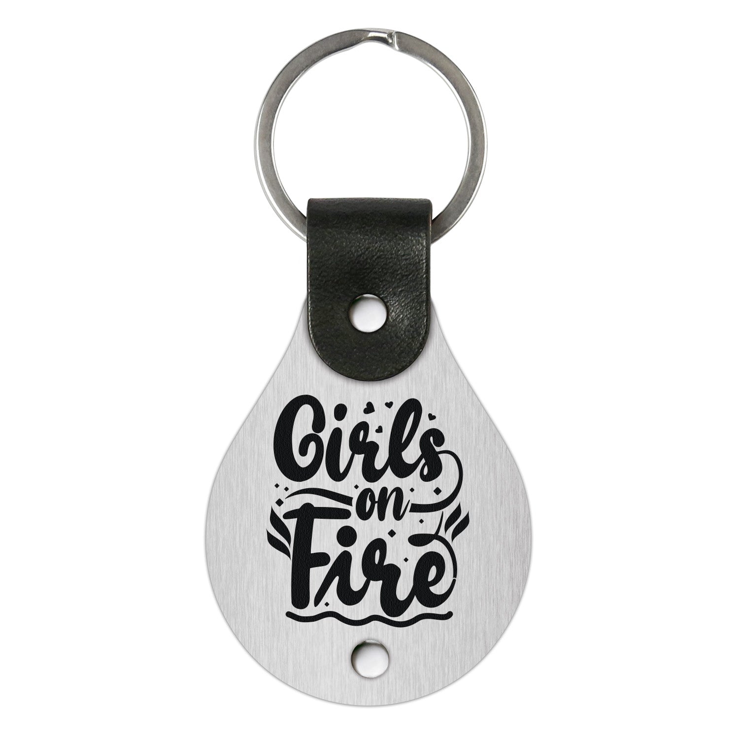 Leather keychain with engraving – Girls on fire