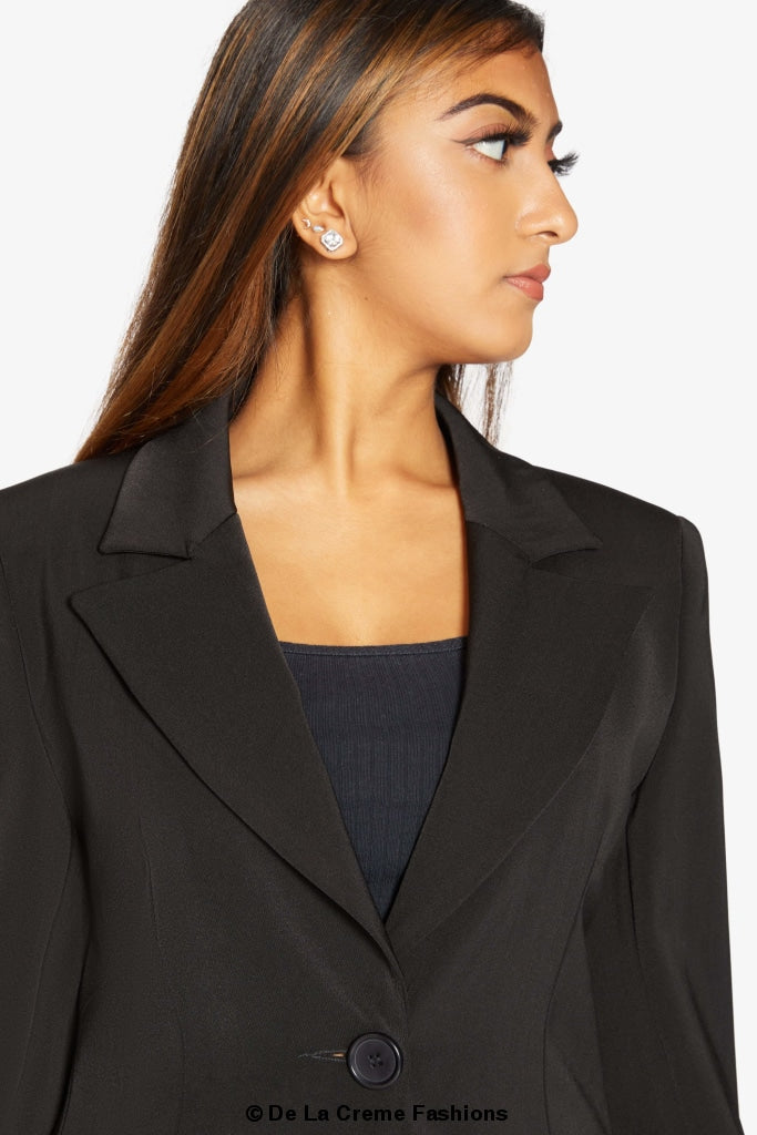 De La Creme Womens Collared Formal Longline Blazer