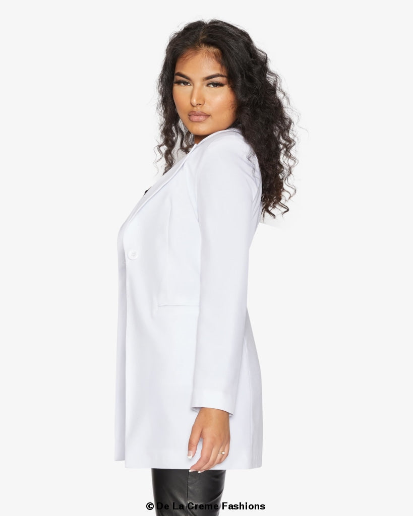 De La Creme Womens Collared Formal Longline Blazer