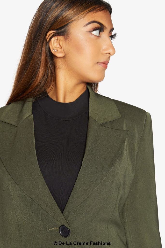 De La Creme Womens Collared Formal Longline Blazer