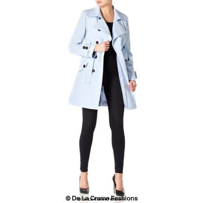 De La Creme Womens Mid Length Belted Mac Coat