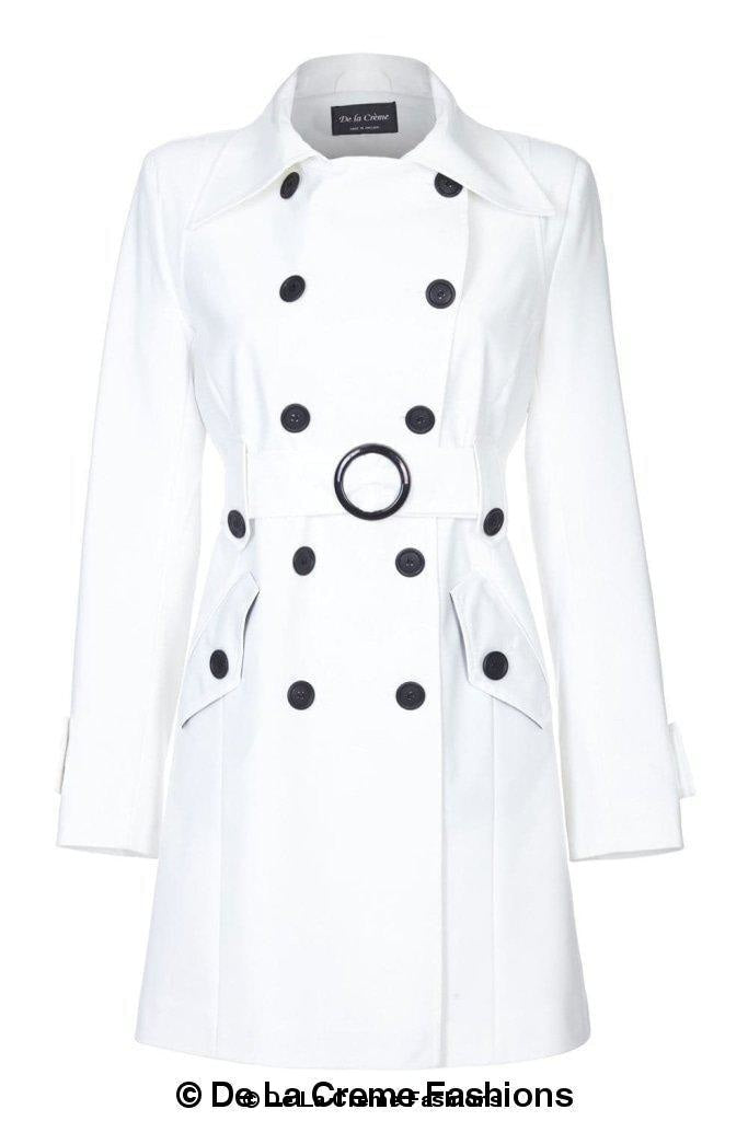 De La Creme Womens Mid Length Belted Mac Coat