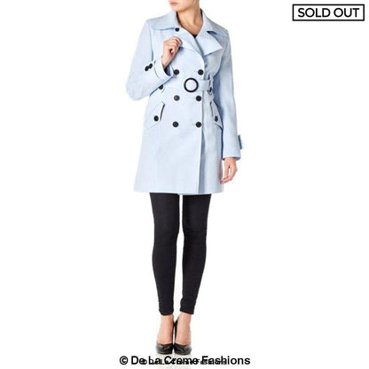 De La Creme Womens Mid Length Belted Mac Coat