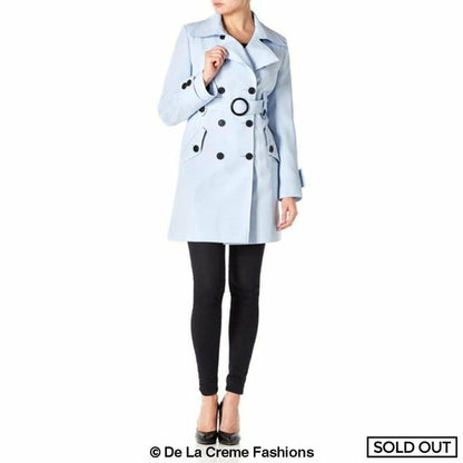 De La Creme Womens Mid Length Belted Mac Coat